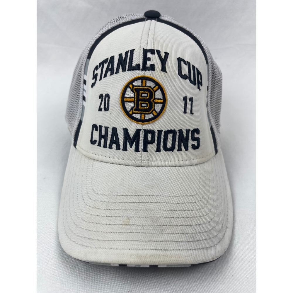 Reebok Boston Bruins 2011 Stanley Cup Champions Mesh Hat Mens OSFA White Grey